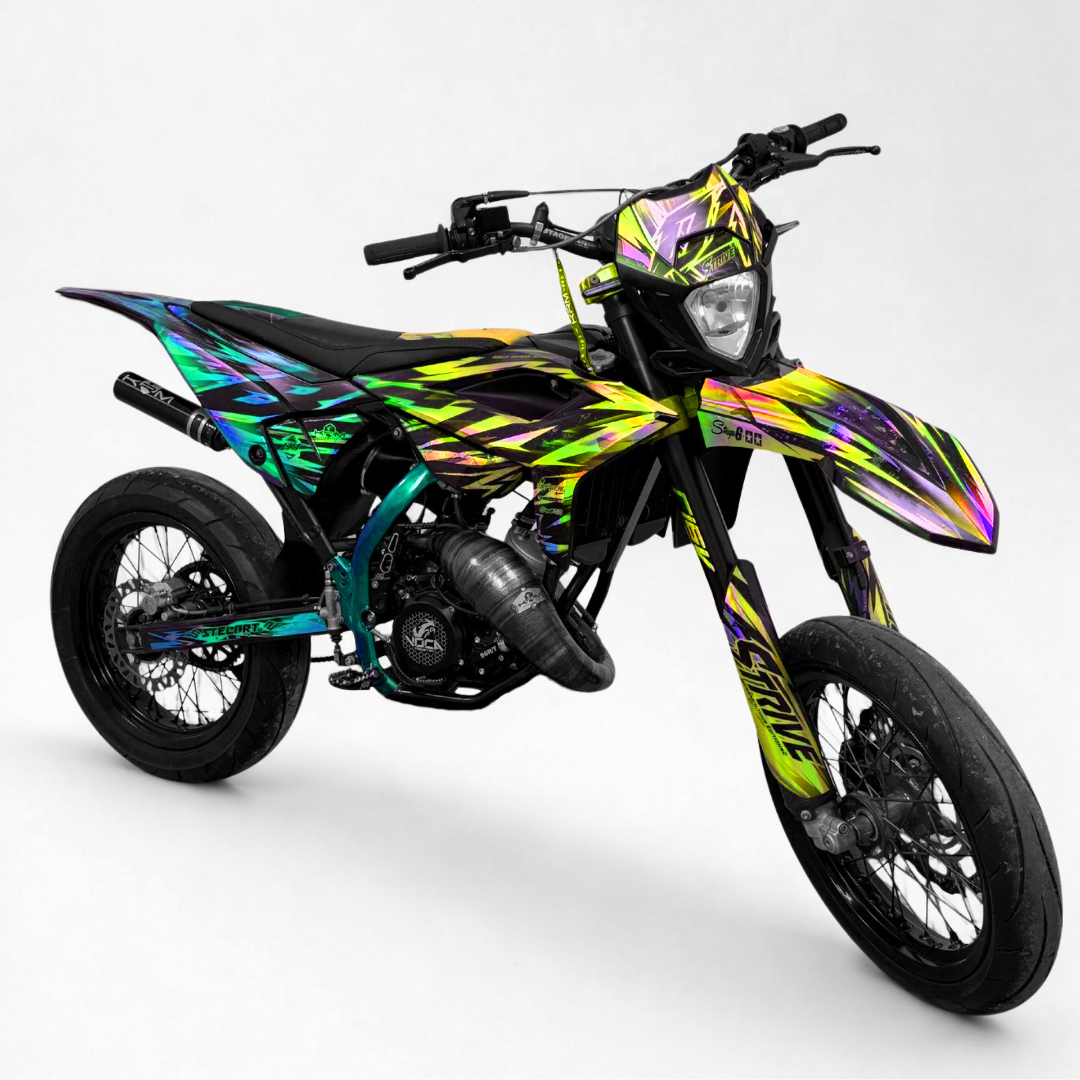 KIT-DECO FASTLINE 50cc SEMI-PERSO TURQUOISE - JAUNE