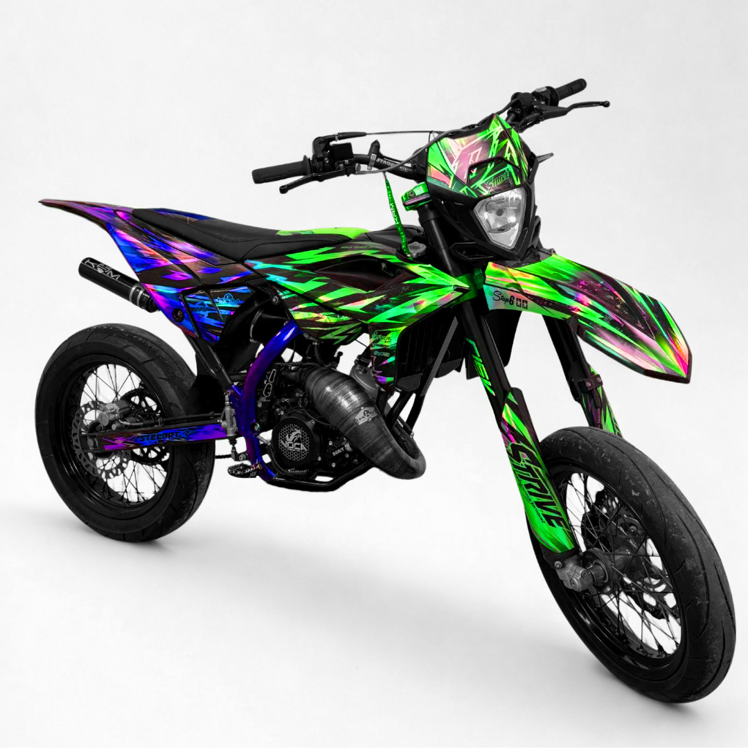 KIT-DECO FASTLINE 50cc SEMI-PERSO VERT - BLEU