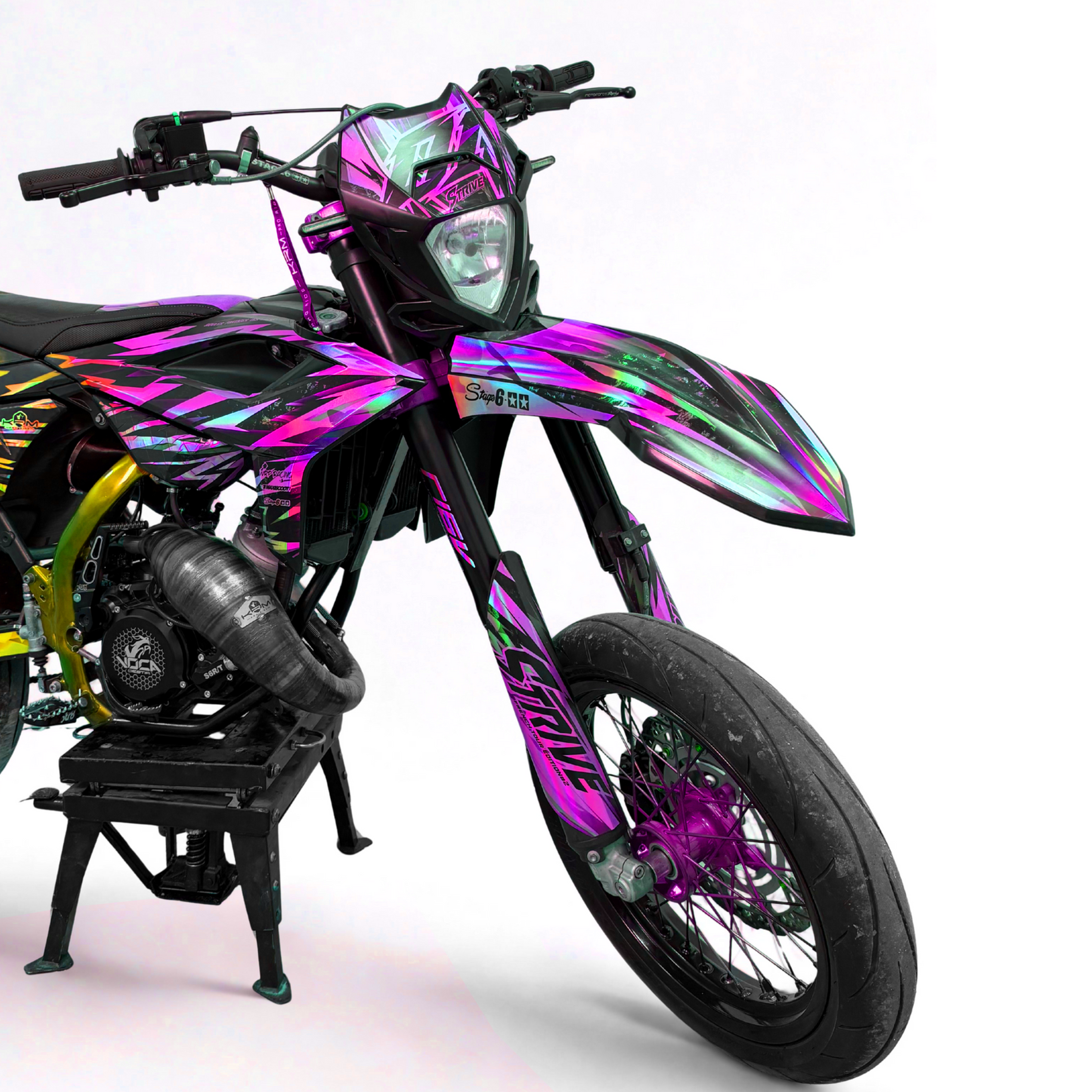 KIT-DECO FASTLINE 50cc SEMI-PERSO JAUNE - ROSE