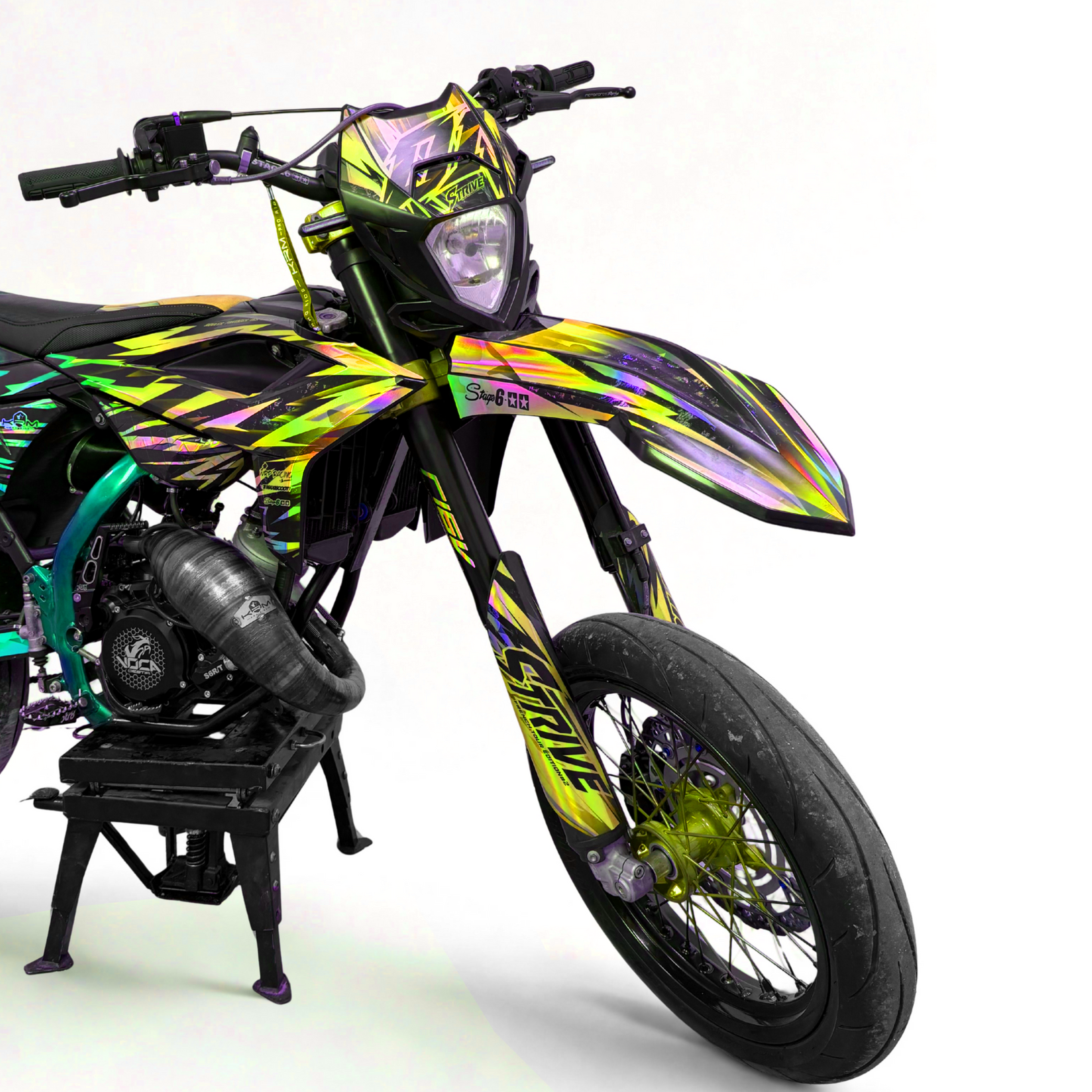 KIT-DECO FASTLINE 50cc SEMI-PERSO TURQUOISE - JAUNE